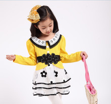 2014春款女童长袖连衣裙 中小童韩版新款公主裙 儿童绣花裙子童装