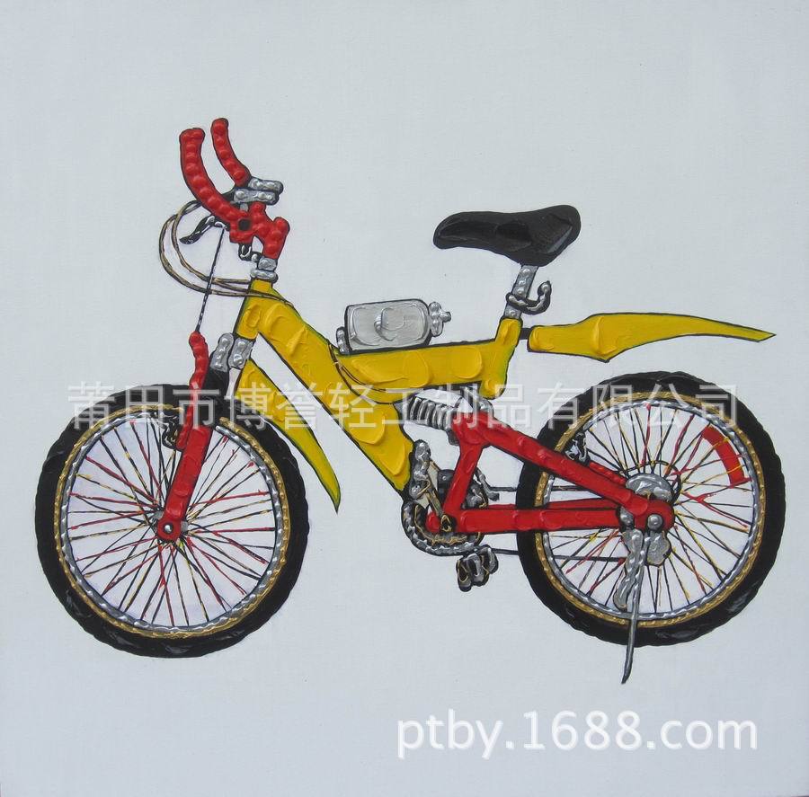 热销新款现代手工装饰画-自行车