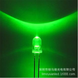 5mm绿光led f5圆头翠绿色发光二极管有边短脚白发绿led灯珠高品质