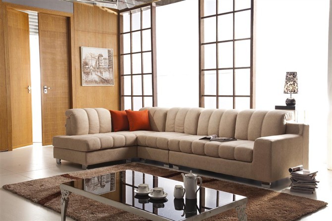 布艺沙发厂家直销 现代休闲转角小户型布沙发 简约客厅家居组合