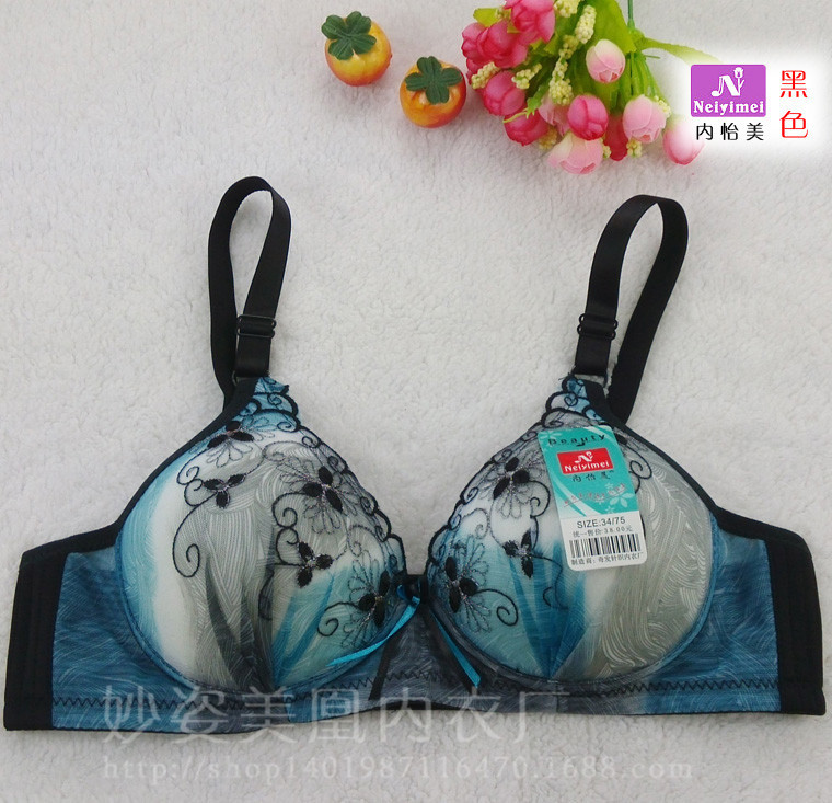 无钢圈大码文胸 内怡美345#精美绣花简约印花文胸