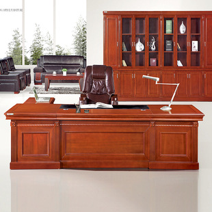 厂家直销办公家具办公桌老板主管桌中式大气高档实木贴皮大班桌