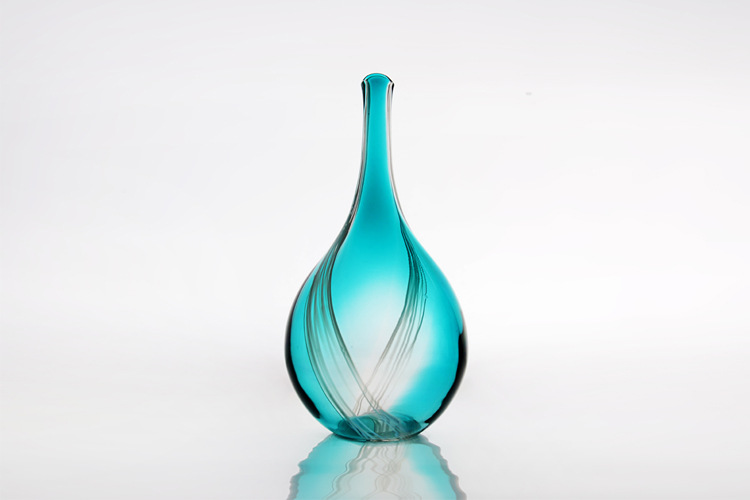 厂家直销@创意艺术玻璃工艺品 吹制手工玻璃花瓶摆饰 彩色玻璃瓶