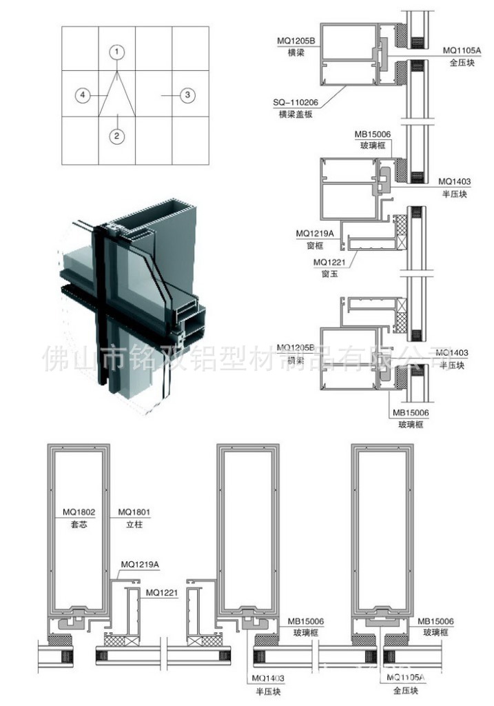 佛山市铭双铝型材制品有限公司 供应信息 铝及铝合金材 180全隐框幕墙
