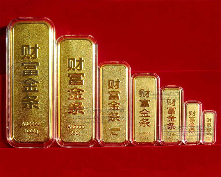 纯铜镀真金,10-1000克中国黄金通用金条  仿真/样板金条图片实物图