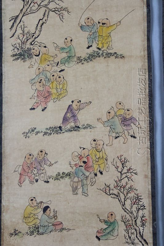 厂家直销批发仿古字画四条屏国画人物画 四条百子图 已装裱