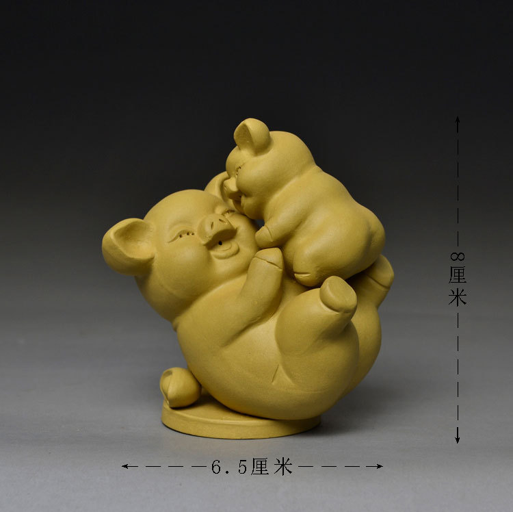 【欢喜猪*陶瓷摆件*茶玩茶宠*宜兴丁蜀镇名家