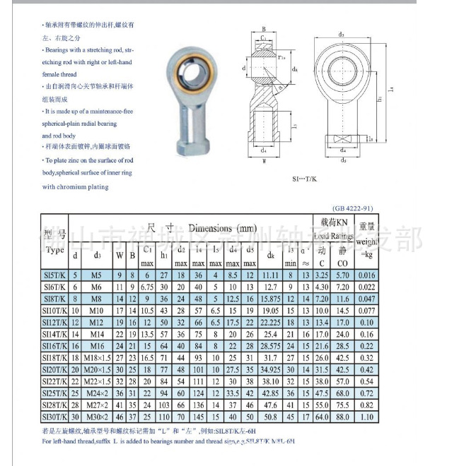 现货供应关节轴承杆端si10即phs10,规格型号齐全 鱼眼