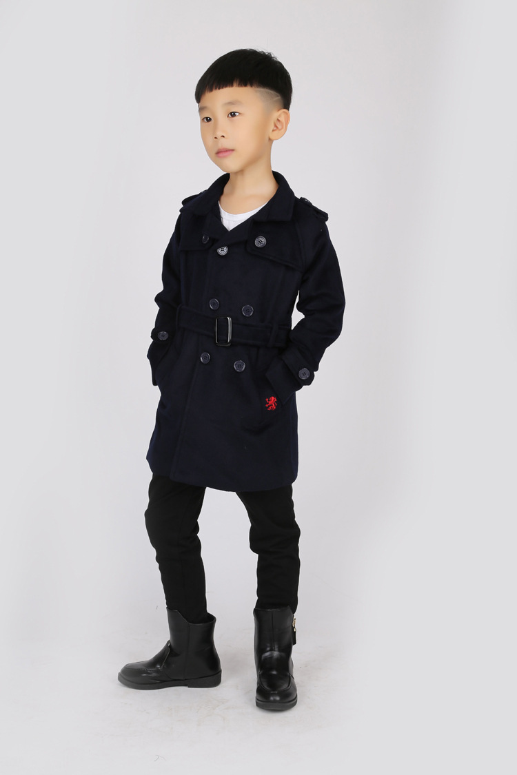 2014新款童装男童羊绒呢子大衣男童中长款外