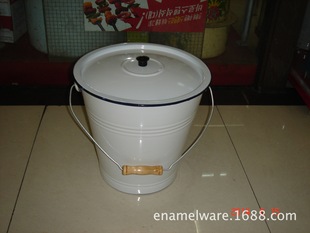 供应全白搪瓷有盖水桶