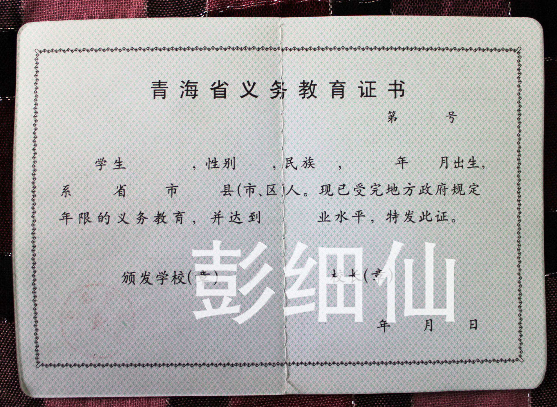 红皮彩印内页小学生通用毕业证书 现货供应青海省义务教育证书