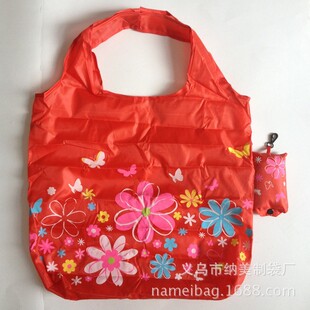 专业生产日韩高品质环保折叠购物袋 红色印花背心手机购物袋