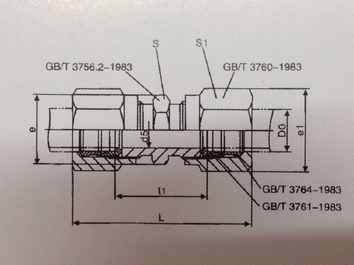 不锈钢英制卡套式直通管接头gb/t3755.1-1983