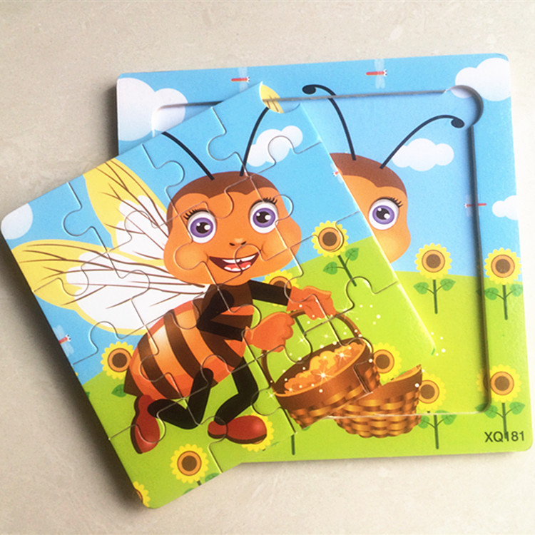 【16片蜜蜂木制拼图拼板0到3岁儿童益智早教