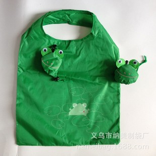 折叠环保购物袋 青蛙造型环保背心袋 超市手提购物袋 厂家直销