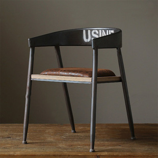 廖氏铁艺餐椅 美式乡村创意休闲靠背餐椅 创意个性餐椅家具