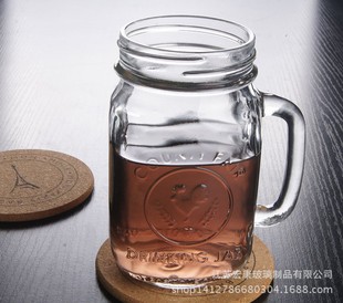 公鸡杯 玻璃杯 带把复古杯 水杯 果汁杯 梅森杯 奶茶杯 把手杯