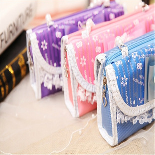 韩国创意文具 白珍珠蝴蝶结蕾丝笔袋 文具盒铅笔盒 厂家定制