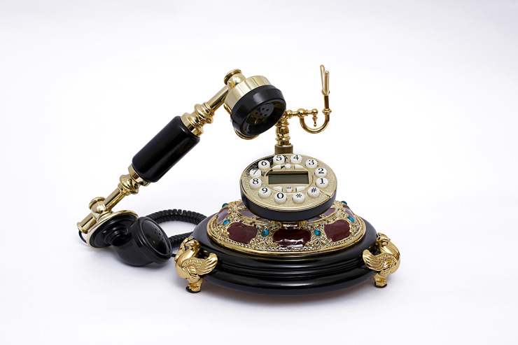 【新款欧式复古电话座机仿古电话立体雕花老式