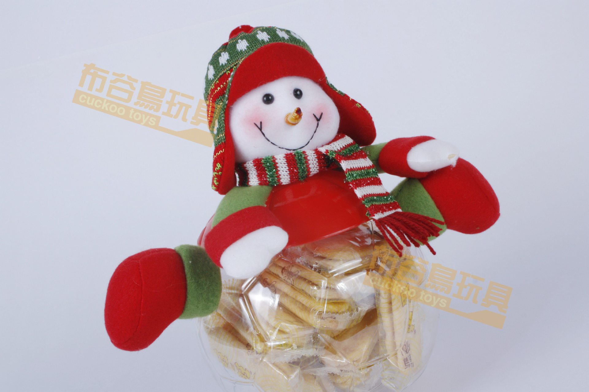 厂家直销 圣诞雪人礼品糖果罐 环保塑胶足球造