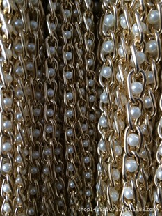 厂家生产定制8mm夹珠链条 服饰配件珠链子 优质低价浅金/亮银两款