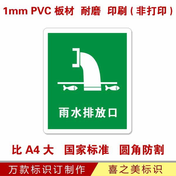 雨水排放口安全标志牌 警示标牌 PVC板 工厂标