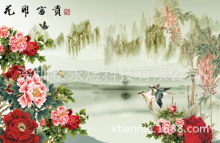 圳《3D大型无缝壁画厂家 》 电视背景墙壁画定