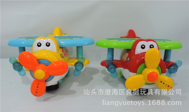 厂家直销幼儿电动灯光音乐万向飞机儿童卡通益智模型玩具批发