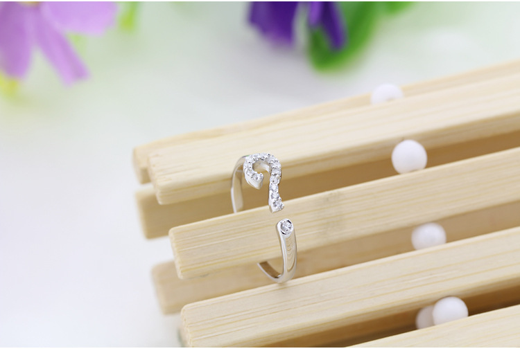韩国版饰品正品S925纯银指环女爱的告白问号开口戒指
