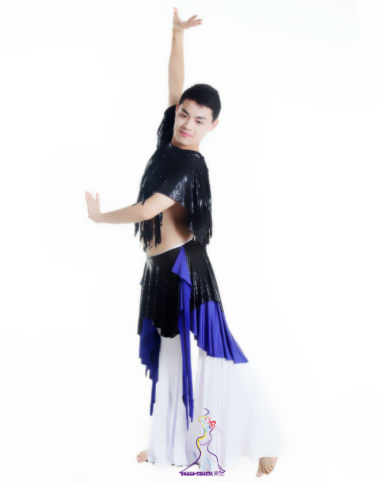 swegal-美肚 男士肚皮舞套装 男装 男人跳舞服 上衣加腰裙 t14066