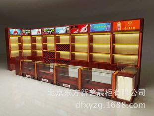 北京东方新艺展柜厂加工定做烟酒烤漆展柜，实木红酒烤漆展柜