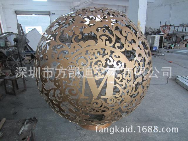 【304不锈钢户外大型圆球雕塑 叶子圆球镂空景