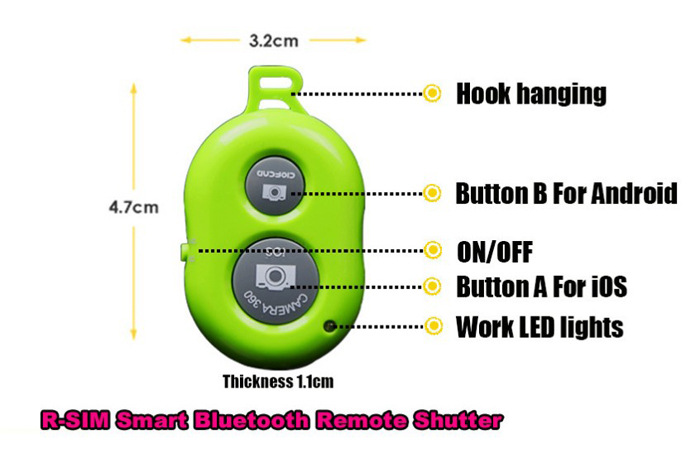 Wireless Bluetooth Camera Remote Control Shutter for iPhone 5S 5c 5 4S 