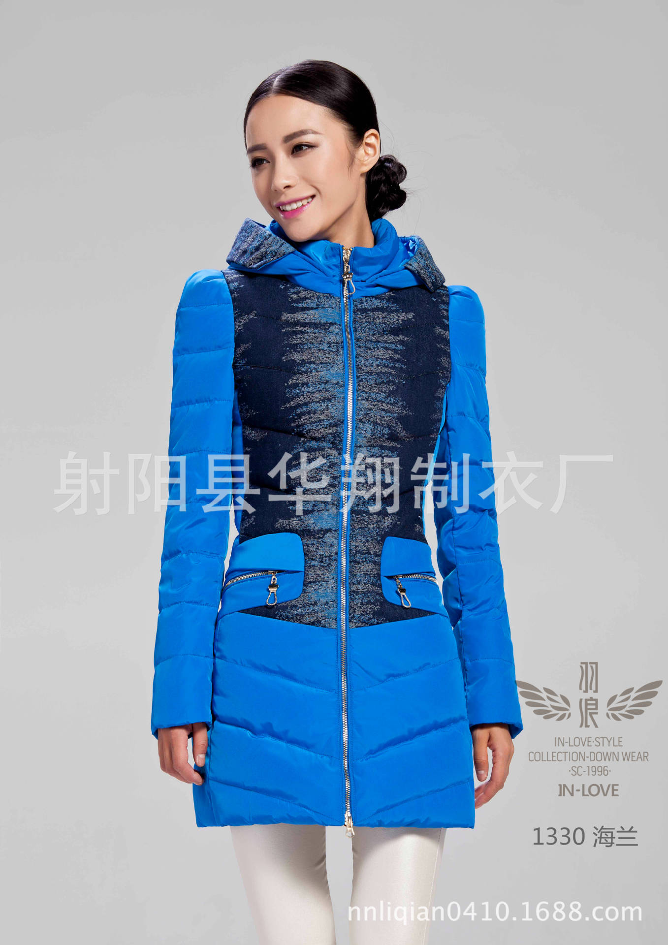 2014女装新款简叙羽绒服半成品1330 女式修身九成品 羽浪衣皮衣壳