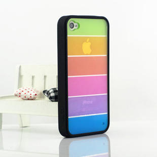 彩虹壳苹果手机iphone 5/5s手机护边壳透明彩虹面tpu保护壳