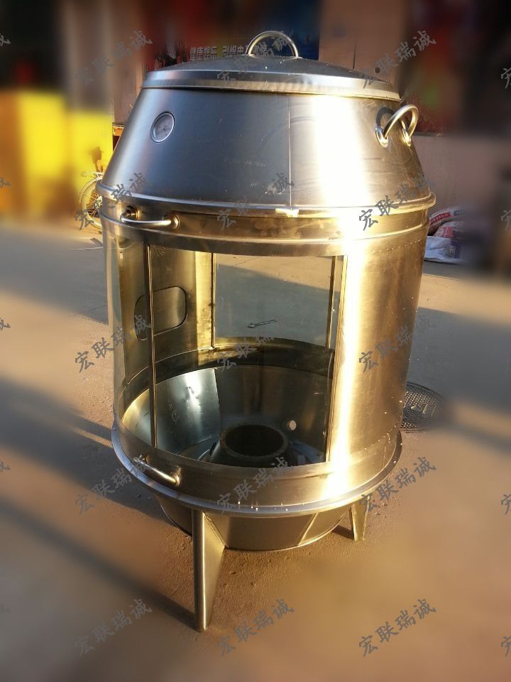 新型钢化玻璃型圆桶果木炭烤鸭炉炭烤炉碳烤鸡烤鹅炉  主体结构:430带