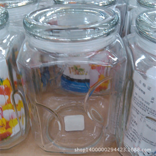 批发新款玻璃储物密封罐1L 2L 2.5L八角罐花茶干果储物罐厨房用品