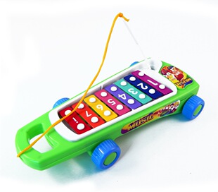 拖拉敲琴 八音阶彩色钢片敲琴 滑行车敲琴 音乐玩具 儿童玩具