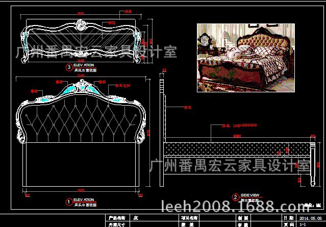 代画欧式家具风格CAD三视图,下载全国最有实smccad打造图片