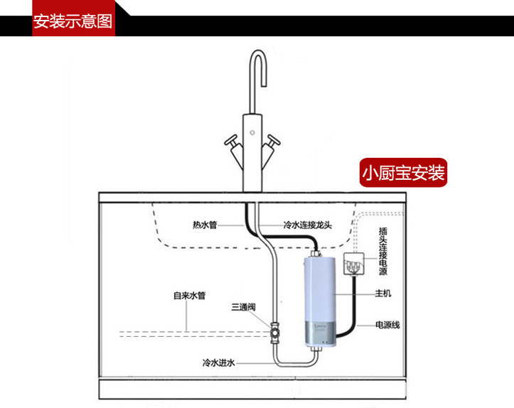 14年新款热水器 玻璃管加热 小厨宝 热水宝 电热水龙头 安全环保