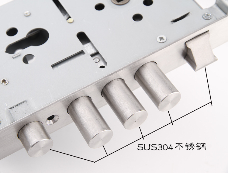 大圆柱304防撬双快天地锁防盗门锁体带保险6068锁体通用型30*240