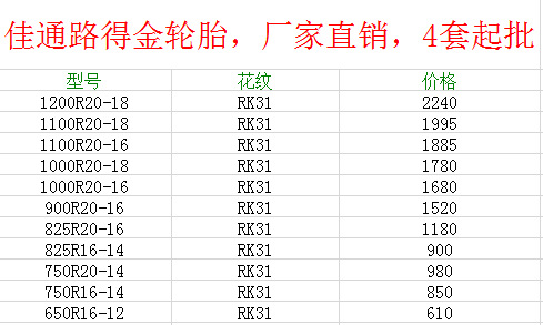 roadking路得金轮胎 全钢丝子午线轮胎1200r20 18pr 长途高速