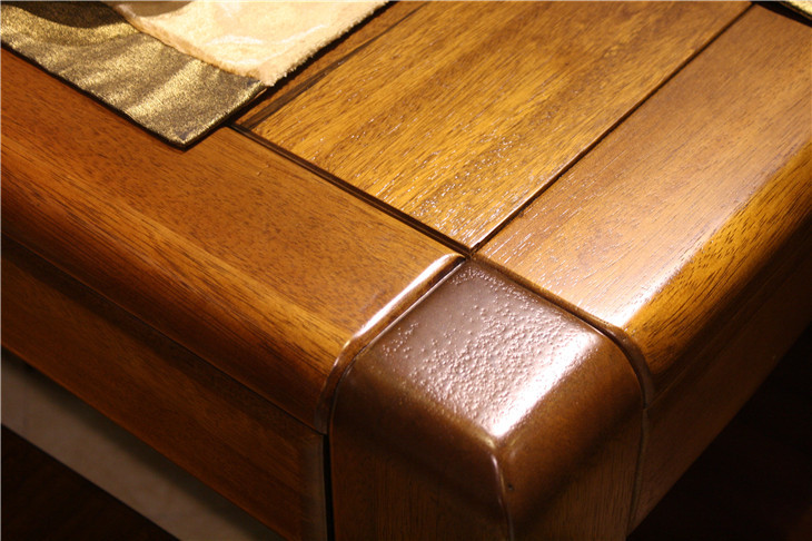 木世家 黄金胡桃木实木餐桌加餐椅 现代中式实木长方形餐桌图片_11
