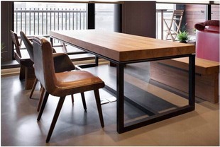 鼎盛美式乡村 餐桌美式复古长方形实木铁艺餐桌椅 办公桌 咖啡桌