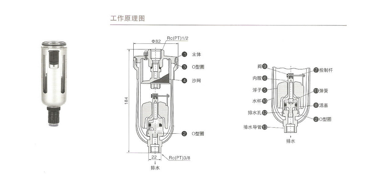 气源处理 自动排水器ad402系列