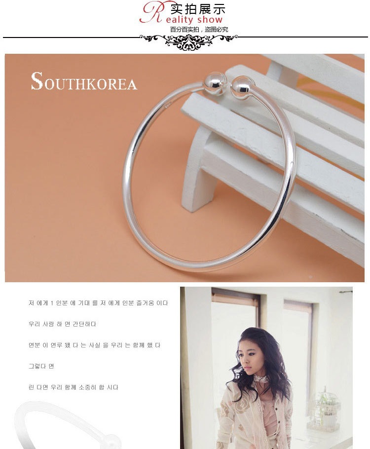 韩国韩版欧美时尚925纯银手镯女式银饰品简约蒜头手环