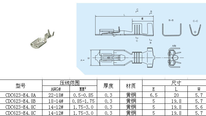 【4.8带锁插簧187锁扣直插接线端子187带锁平开门推拉门图纸表示图片