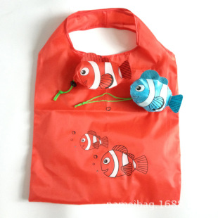 淡水鱼折叠背心购物袋 涤纶尼龙便携式礼品袋 批发供多款颜色可选