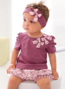 童装直批210160紫色短袖T恤+碎花小短裤 女童短袖套装批32*5