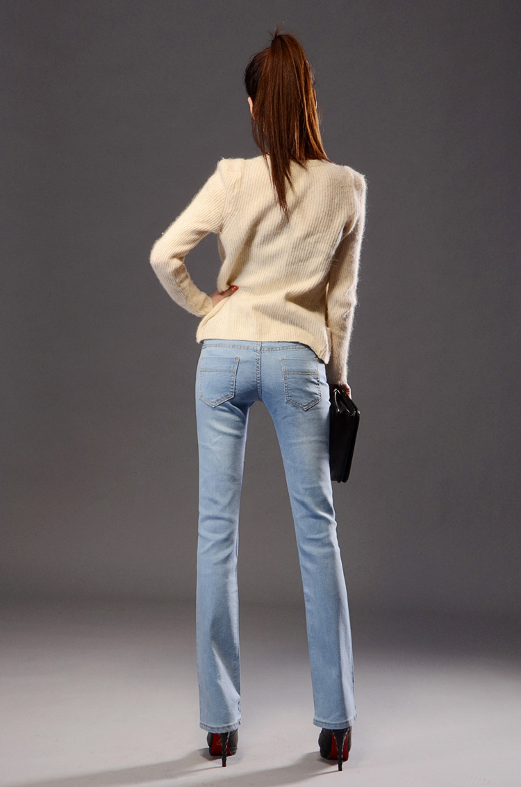 服装鞋帽箱包,钟表眼镜 女装 女式牛仔裤 2014春装新款修身微喇牛仔裤